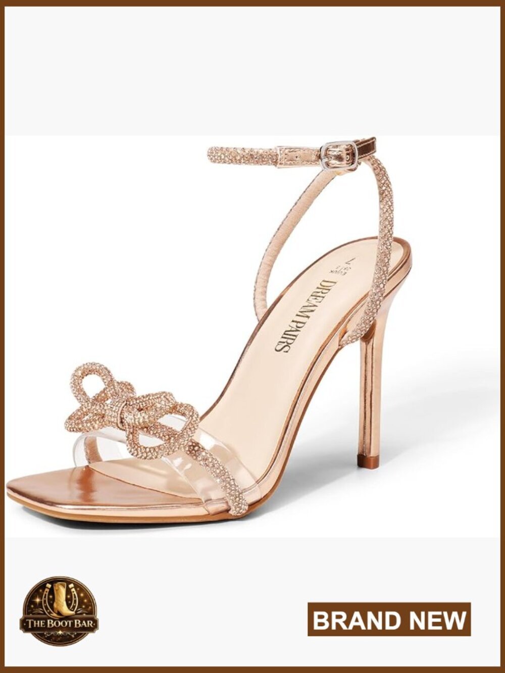 Clear Slingback Heels Square Toe Stiletto Rhinestone Party Wedding Sandals